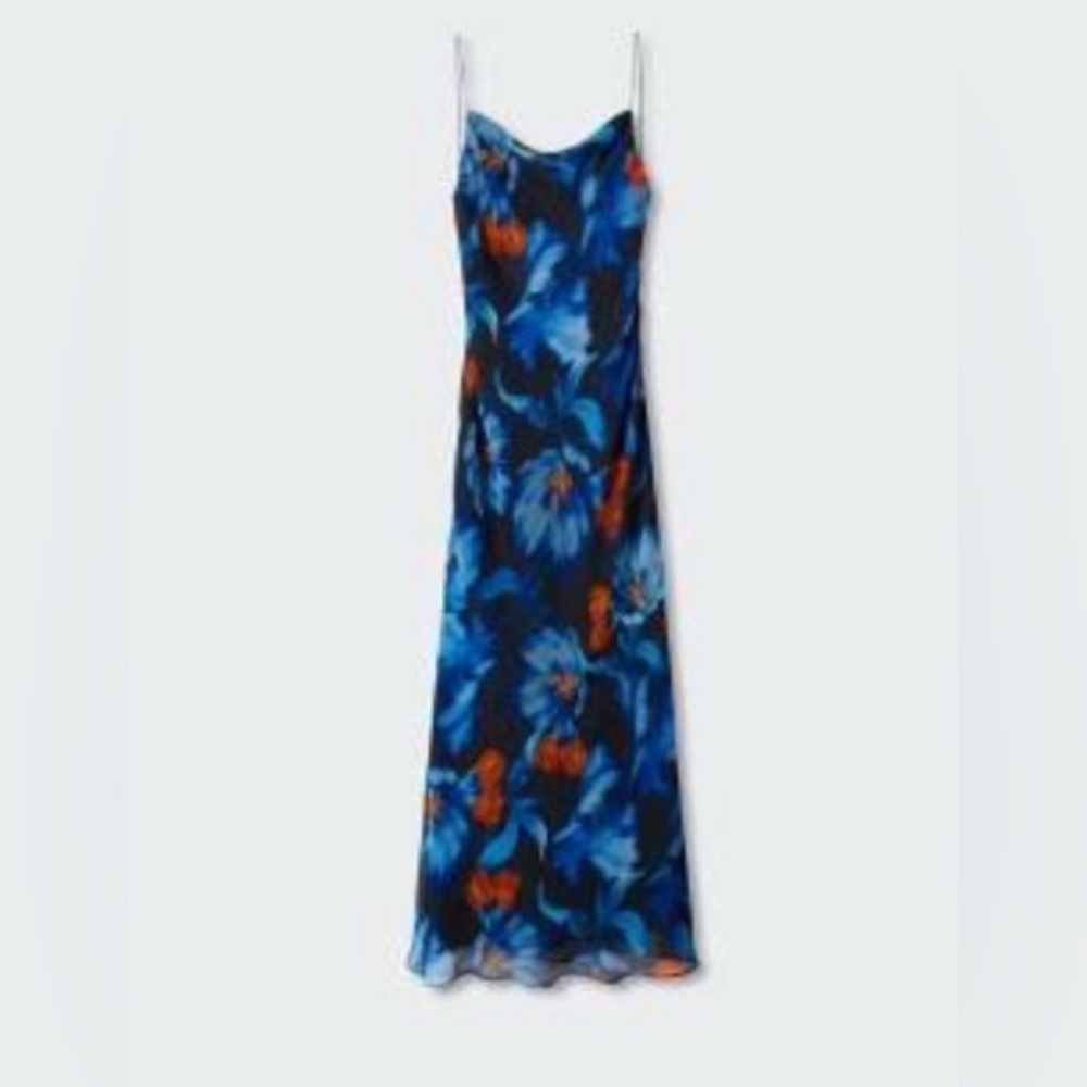 Tropical Blue Floral Dress from mango
